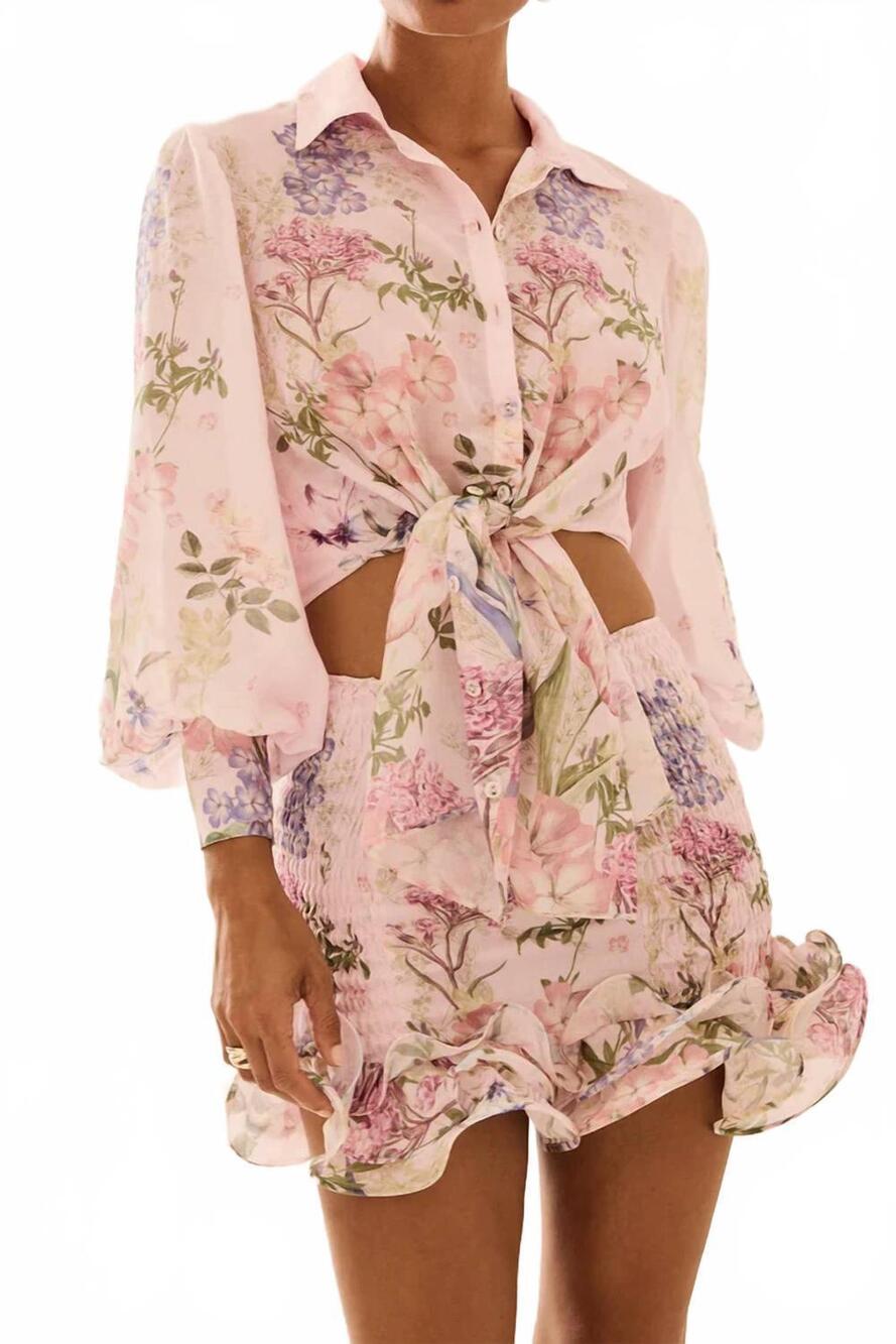 NEW CHARO RUIZ aster blouse in pink botanic